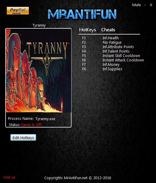 Трейнер +8 для версии 1.1.0.0023 от MrAntiFun