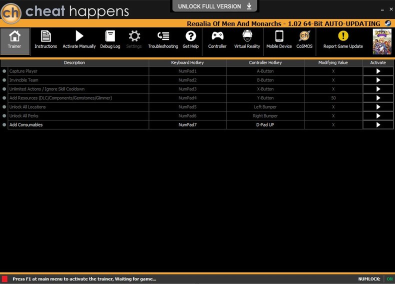 Трейнер +5 для версии 1.02 64-BIT от CheatHappens.com