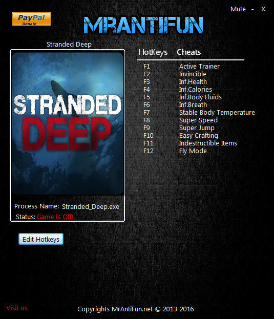 Трейнер +11 для версии 0.16.H2 64bit от MrAntiFun