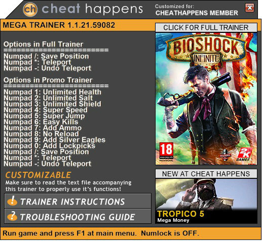 Трейнер +1 для версии 1.2 от Cheat Happens