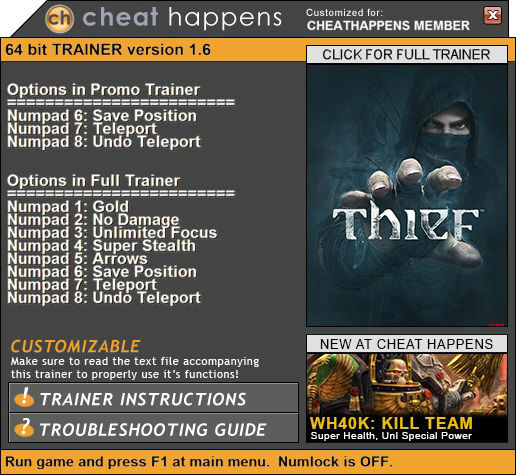 Трейнер +1 для версии 1.6 (x64) от CH