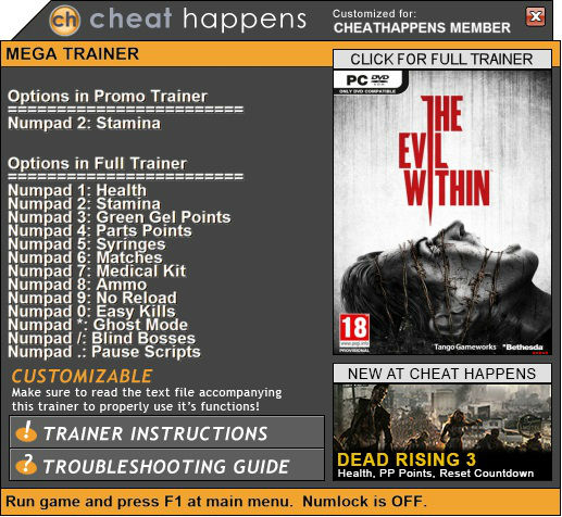 Трейнер +1 для версии 1.0 от CH