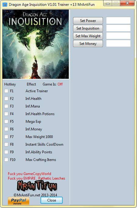 Трейнер +13 для версии 1.01 от MrAntiFun