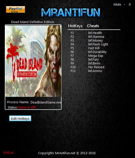 Трейнер +11 к Dead Island: Definitive Edition для версии 1.0 от MrAntiFun