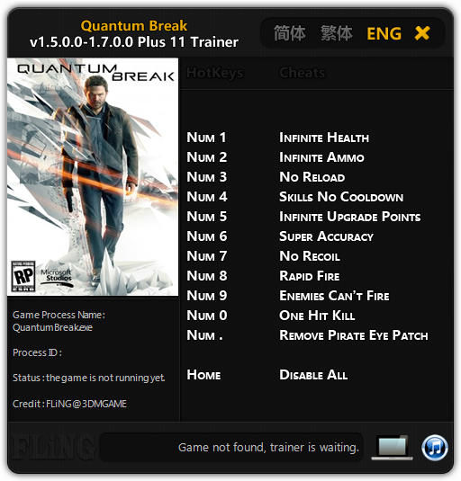 Трейнер +11 для версий 1.5.0.0-1.7.0.0 от FLiNG