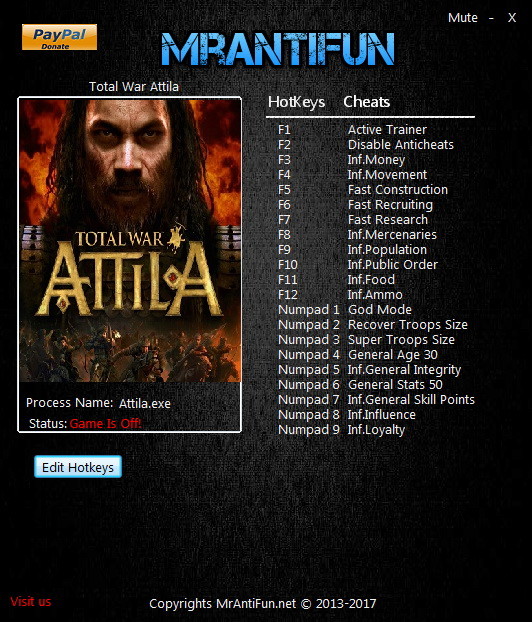 Трейнер +19 для версии 1.6.0 Build 9824 от MrAntiFun (с добавленным редактором «горячих» клавиш)
