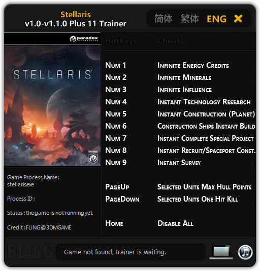 Трейнер +11 для версий 1.0 - 1.1.0 от FLiNG