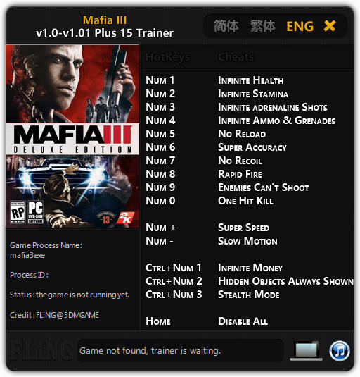 Трейнер +15 для версий 1.0 - 1.01 от FLiNG