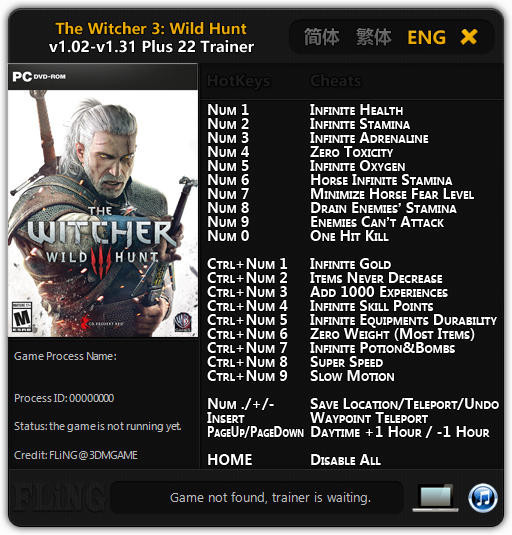 Трейнер +22 для версий 1.02 - 1.31 от FLiNG