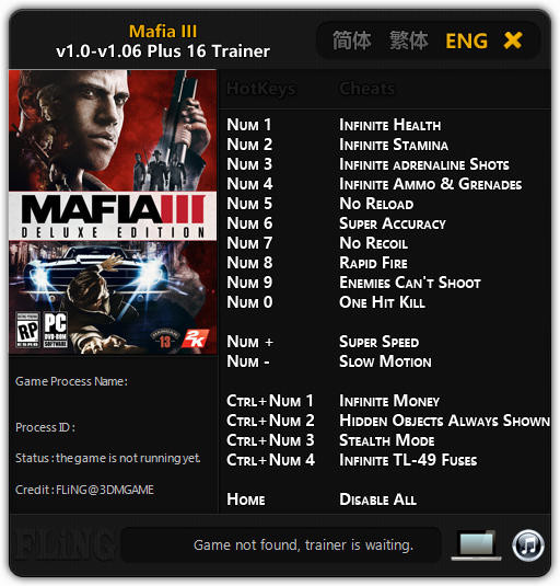 Трейнер +16 для версий 1.0 - 1.06 от FLiNG