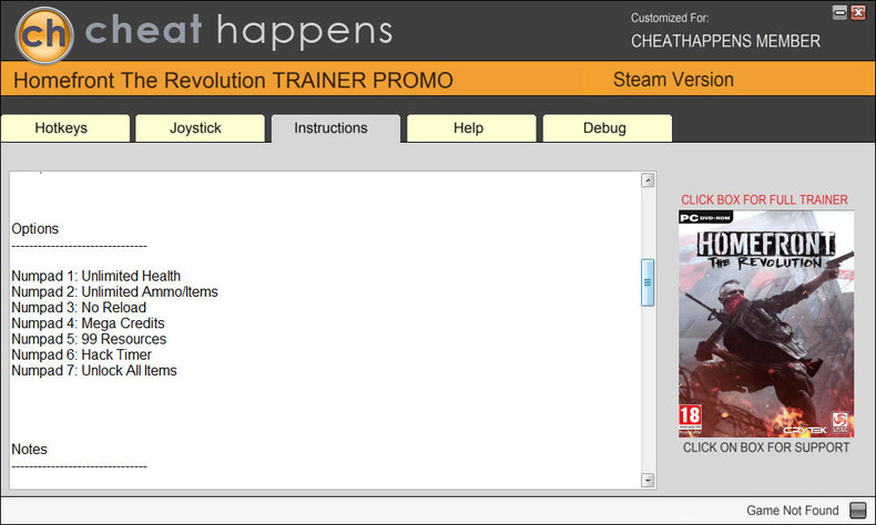 Трейнер +7 для версии 781464 от Cheat Happens