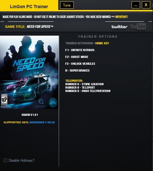 Need for Speed (трейнер +6 для версии 1.01) [LINGON]
