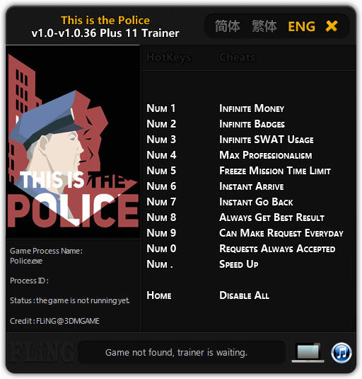 Трейнер +11 для версий 1.0 - 1.0.40 от FLiNG