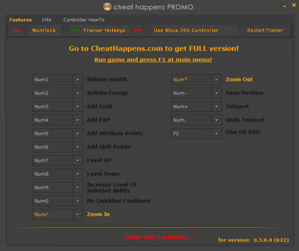 Трейнер +1 для версии 0.3.0.4 (b22) от CH