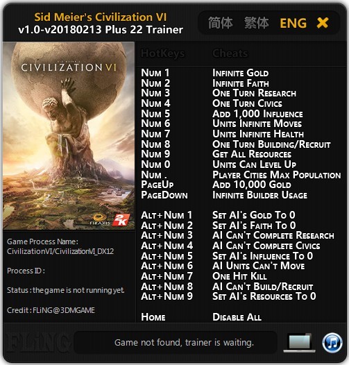 Трейнер +22 для версии 1.0 - Update 2018.02.13 от FLiNG