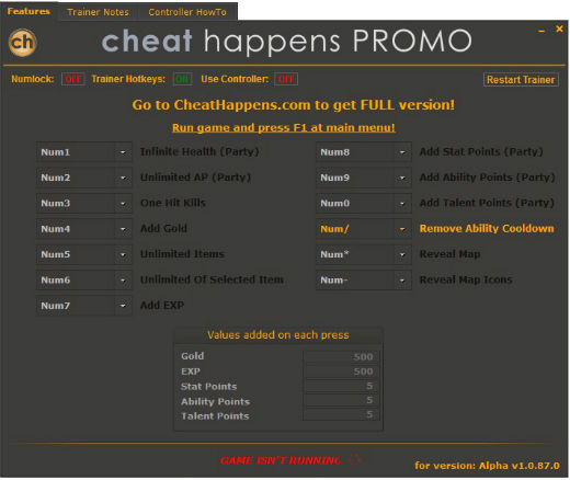Трейнер +1 для версии 1.0.47.0 от Cheat Happens