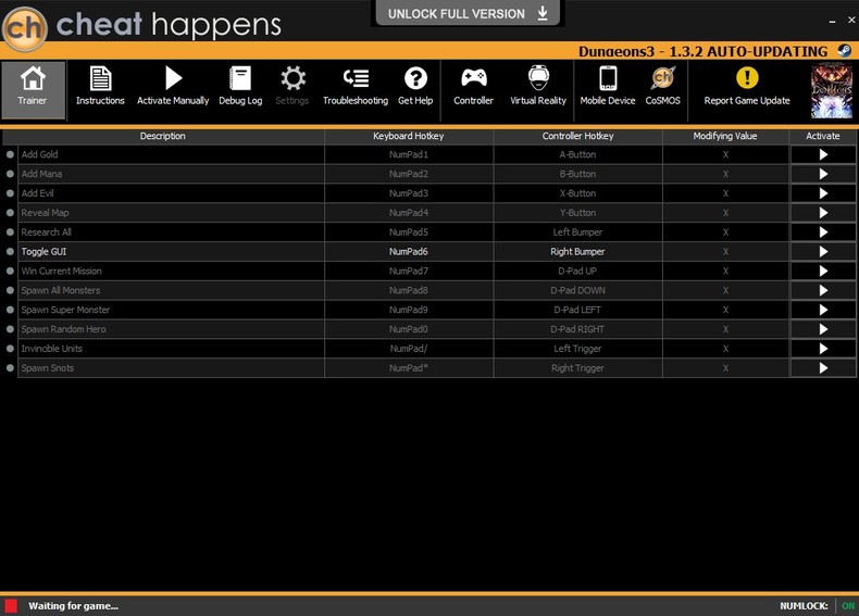 Трейнер +12 для версии 1.3.2 от CheatHappens.com
