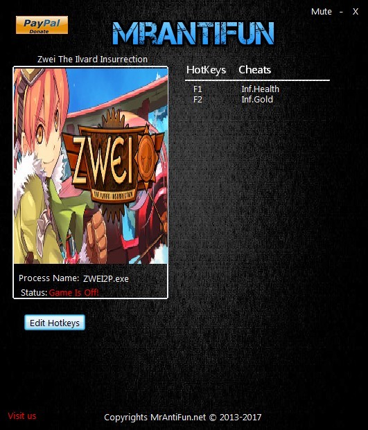 Трейнер +2 для версии 1.00 от MrAntiFun