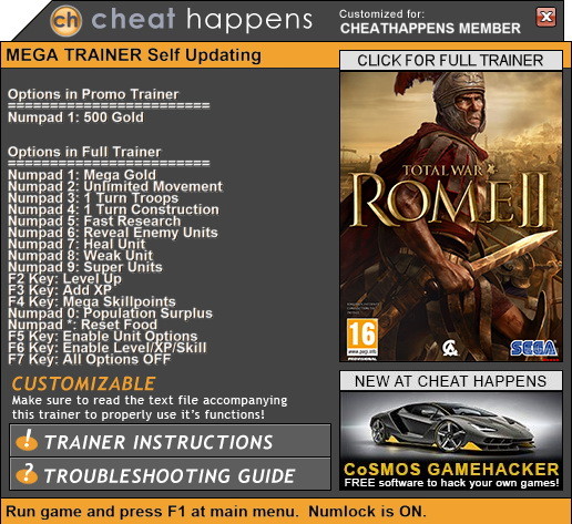 Трейнер +14 для версии 2.2.0 Build 17561.1238328 + Emperor's Edition от CheatHappens.com