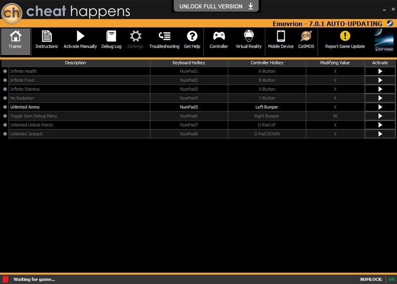 Трейнер +8 для версии 7.0.1 от CheatHappens.com
