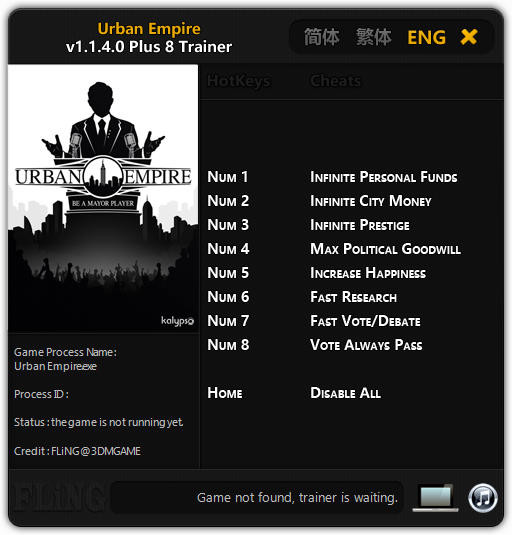 Трейнер +8 для версии 1.1.4.0 от FLiNG