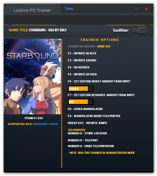 Трейнер +11 для версии 1.3.0: 64 Bit от LinGon