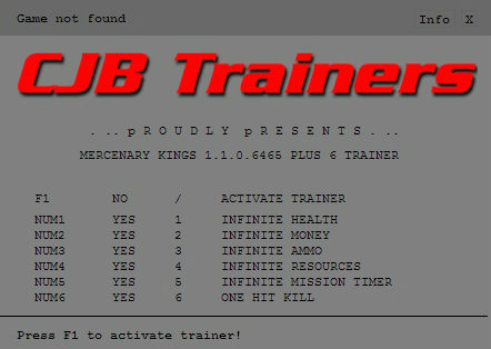 Трейнер +6 для версии 1.1.0.6465 от CJB