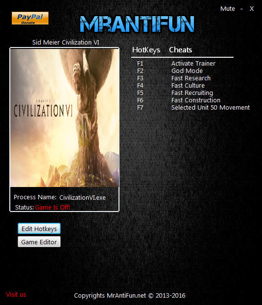 Трейнер +6 для версии 1.0.0.26 от MrAntiFun