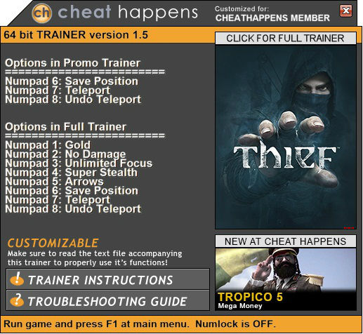 Трейнер +1 для версии 1.5 (x64) от CH