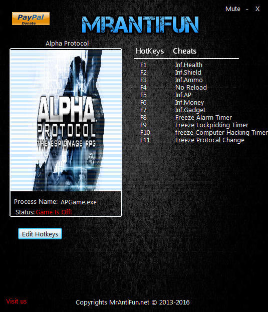 Трейнер +11 для версии 1.1.0.0 от MrAntiFun
