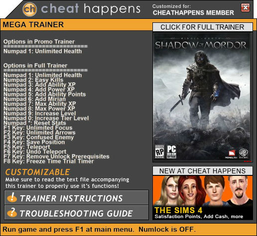 Трейнер +1 для версии 1.0 от CH