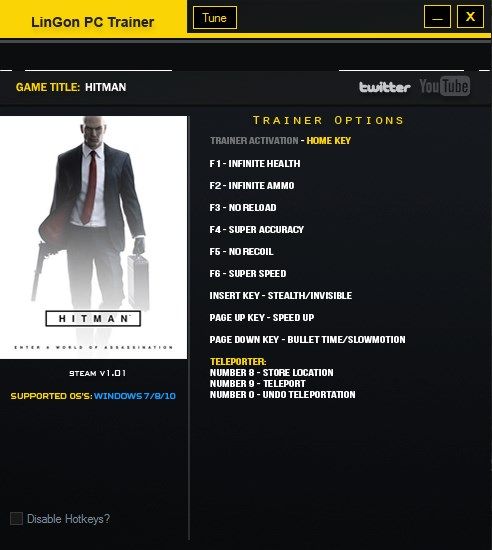 Hitman (трейнер +11 для версии 1.01) [LINGON]