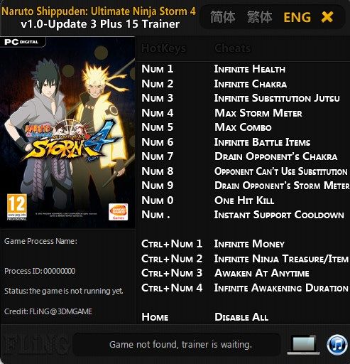 Naruto Shippuden Ultimate Ninja Storm 4 (трейнер +15 для версии 1.3) [FLING]