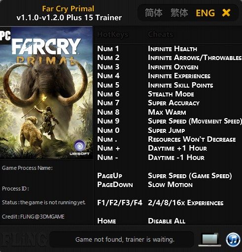 Far Cry Primal (трейнер +15 для версии 1.2.0) [FLING]