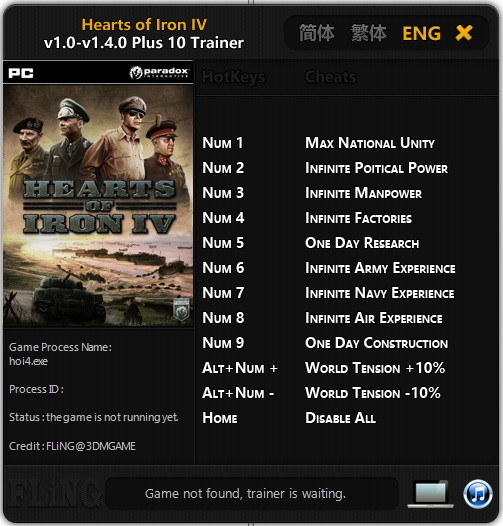 Трейнер +10 для версий 1.0 - 1.4.0 от FLiNG