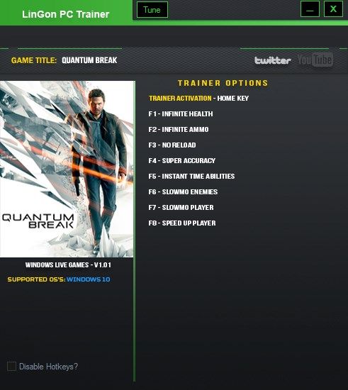 Quantum Break (трейнер +8 для версии 1.01) [LINGON]