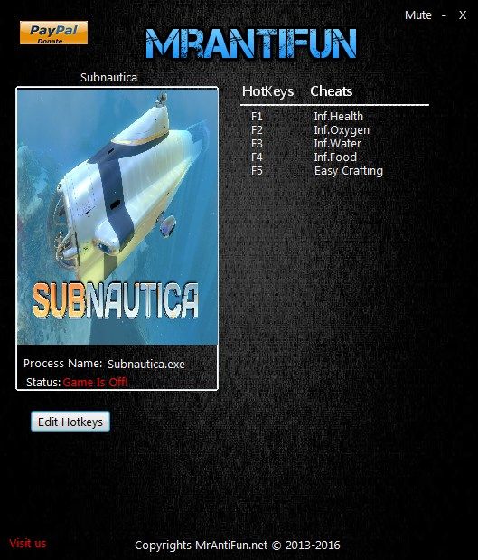 Subnautica (трейнер +5 для билда 3964) [MR. ANTIFUN]