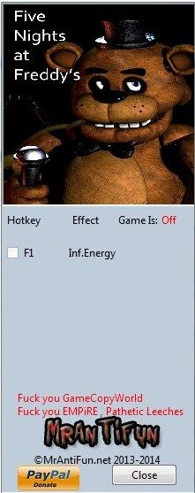 FNAF (трейнер +1 для версии 1.13) [MR. ANTIFUN]