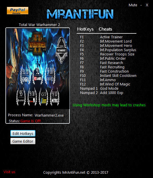Трейнер +16 для версии 1.3.1 Build 6213 от MrAntiFun