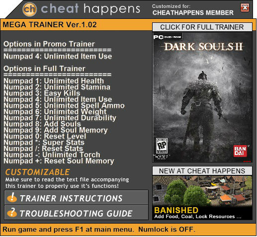 Трейнер +1 для версии 1.02 от Cheat Happens