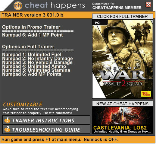 Трейнер +1 для версии 3.031.0B от Cheat Happens