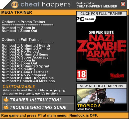 Трейнер +1 для версии 1.03 (Steam) от CH