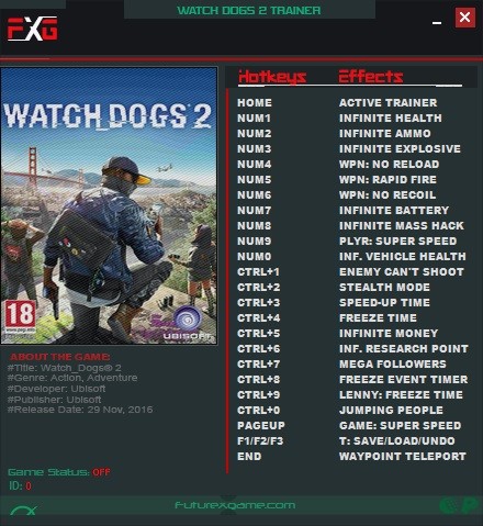 Трейнер +23 для версий 1.07 - 1.017 от FutureX