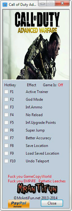 Трейнер +8 для версии 1.0 от MrAntiFun