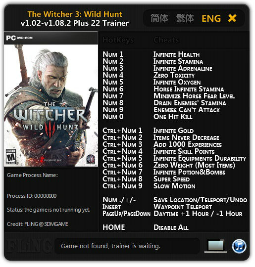 Трейнер +22 для версии 1.02 - 1.08.2 от FLiNG