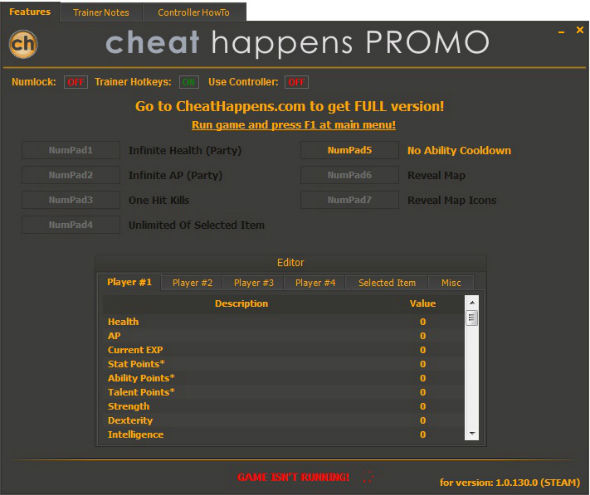 Трейнер +1 для версии 1.0.130.0 (Steam) от CH