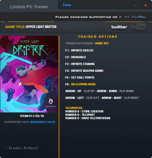 Трейнер +8 для Steam-версии с установленным апдейтом от 23 ноября 2016 от LinGon