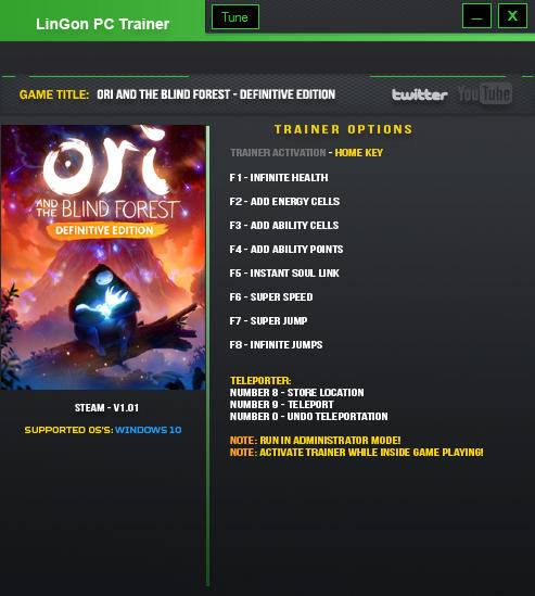 Трейнер +10 для версии 1.01 от LinGon