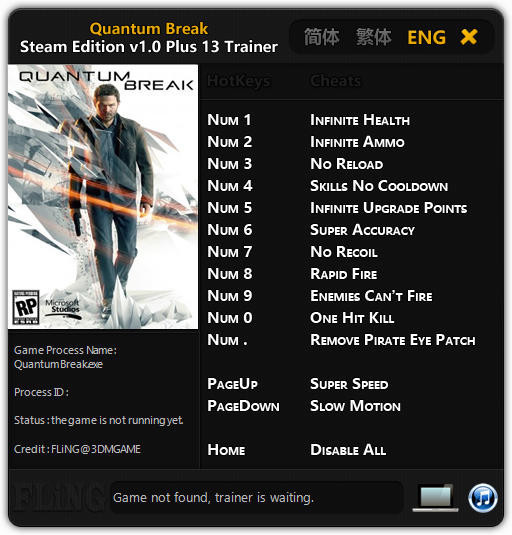 Трейнер +13 для версии 1.0: Steam от FLiNG