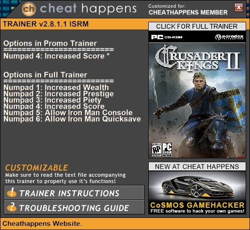Трейнер +6 для версии 2.8.2 WVUU (05.17.2018) от CheatHappens.com